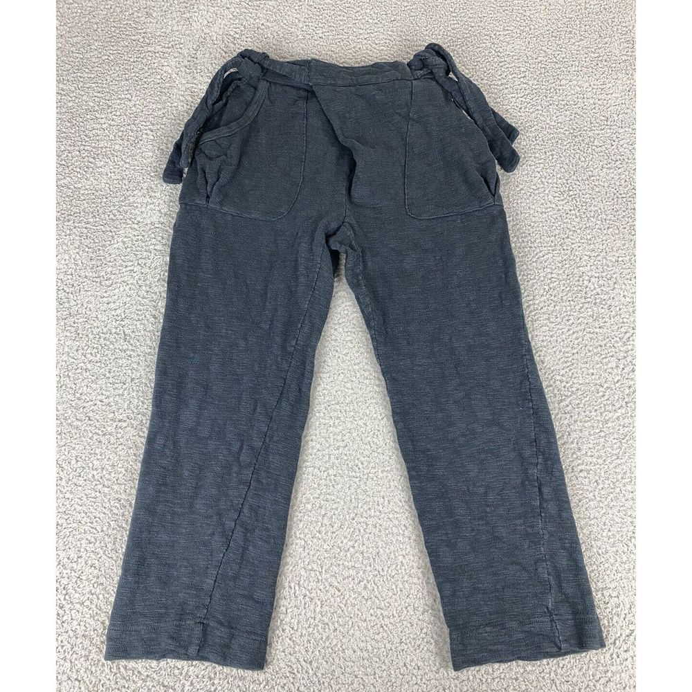 Free People FP Beach Cross Front Side Tie Pants Womens XS Blue Crop Cotton